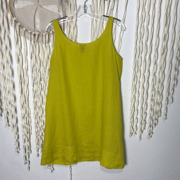 Eileen Fisher Petites Chartreuse Irish Linen Sleeveless Tunic Dress Size M - Picture 8 of 11